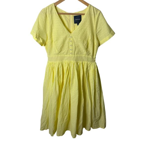 ModCloth Dress Women 14 Butter Yellow Fit and Flare Cottagecore - Picture 2 of 10